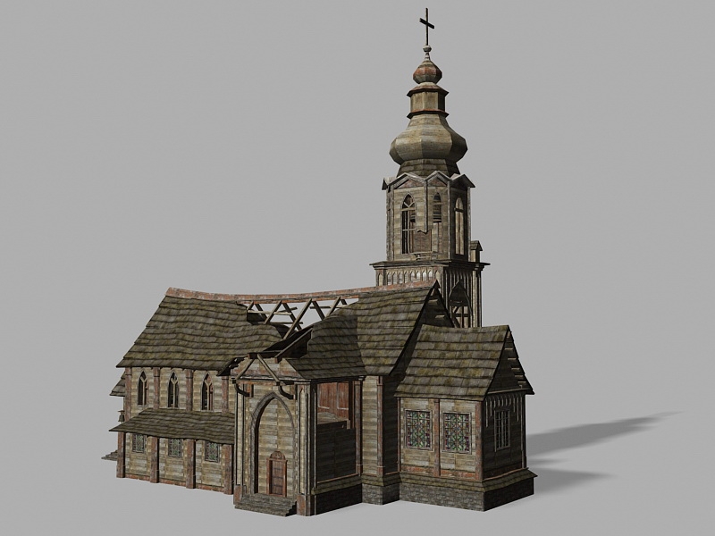 Abandoned Catholic Church 3d rendering