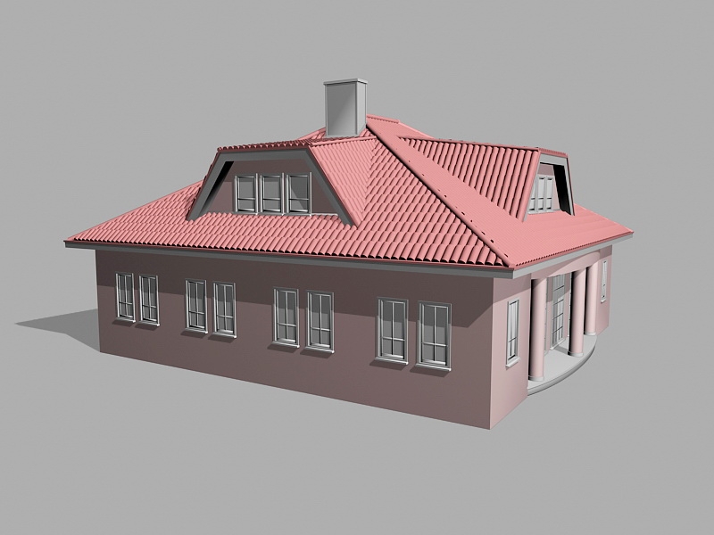 Red Modern House 3d rendering