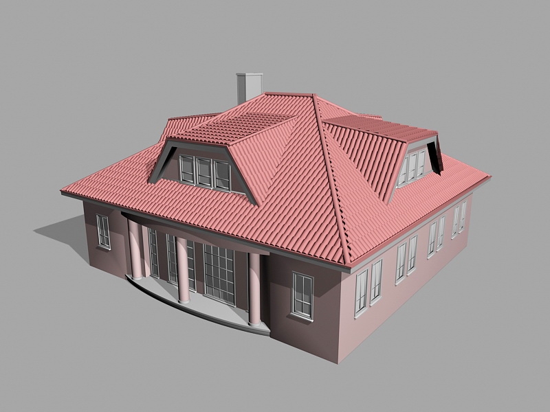 Red Modern House 3d rendering