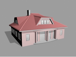 Red Modern House 3d model preview