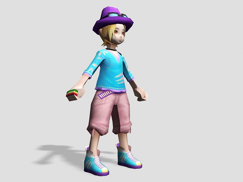 Blonde Boy Cartoon Character 3d rendering