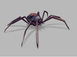 Animated Black Spider Rigged Low Poly 3d model preview