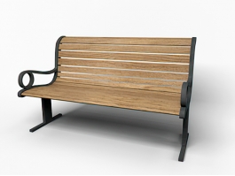 Metal & Wood Outdoor Bench 3d preview
