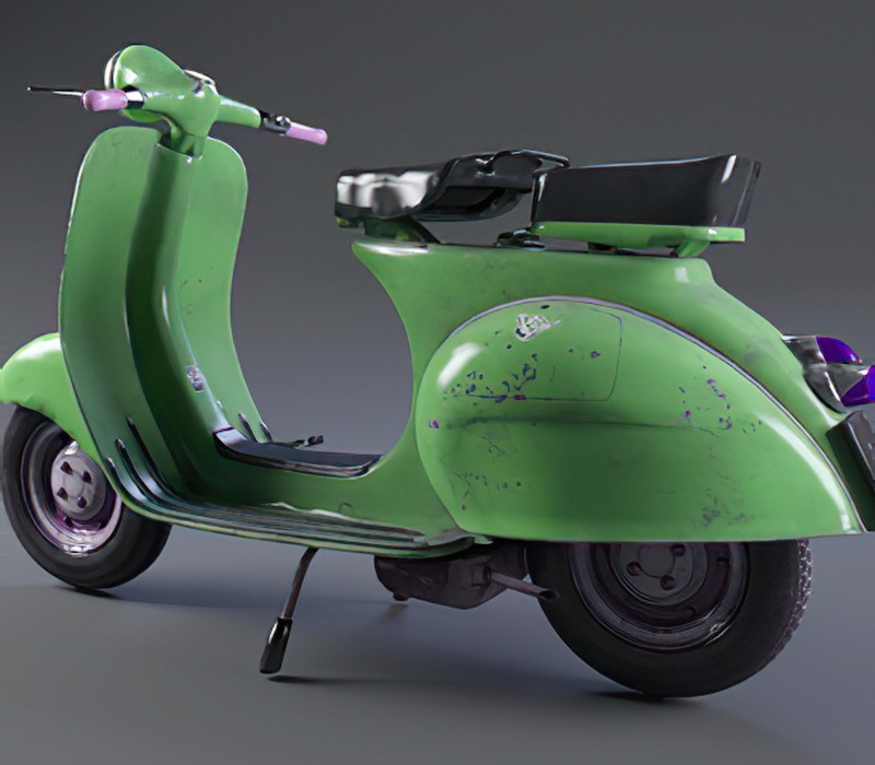 Green Scooter Motorcycle 3d rendering