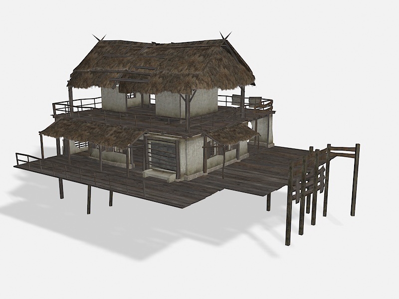 Wooden Swamp House 3d rendering