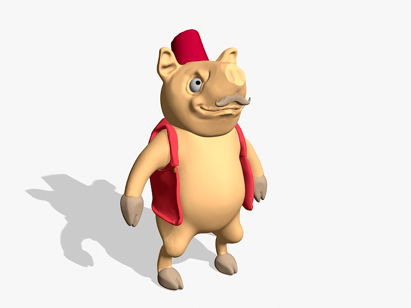 Pig Cartoon Character 3d rendering