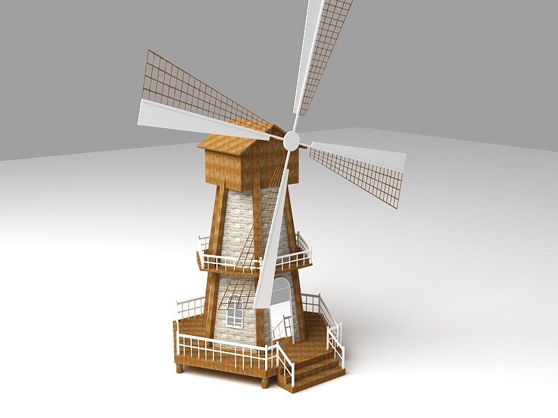 Wood Windmill 3d rendering