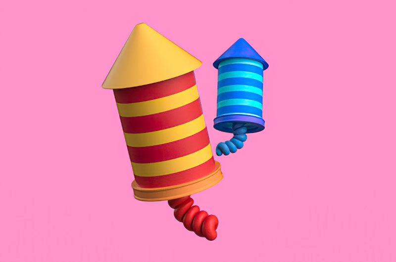 Cartoon Rocket Launch 3d rendering