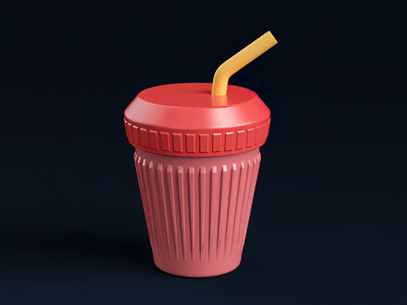 Red Straw Tumbler 3d rendering