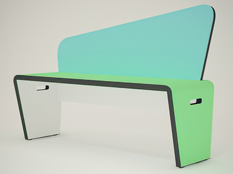Art Deco Green Patio Bench 3d rendering