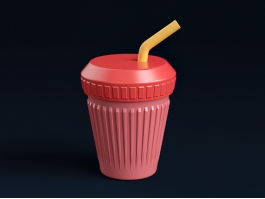 Red Straw Tumbler 3d preview