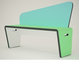 Art Deco Green Patio Bench 3d preview