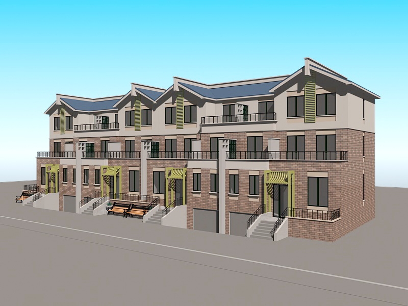 Terraced House 3d rendering