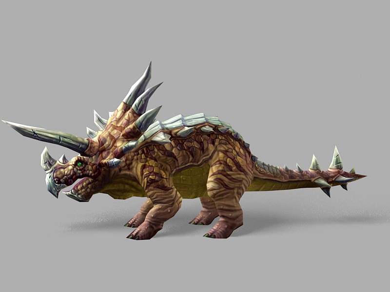 Orange Triceratops Dinosaur 3d rendering