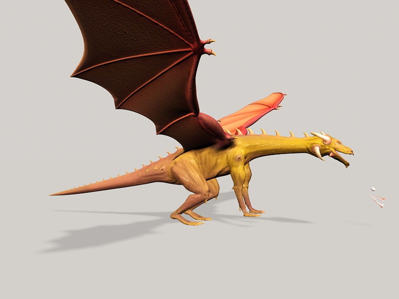 Orange Dragon 3d rendering