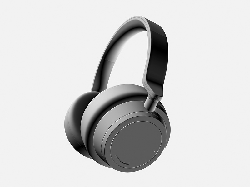 Black Wireless Headphones 3d rendering