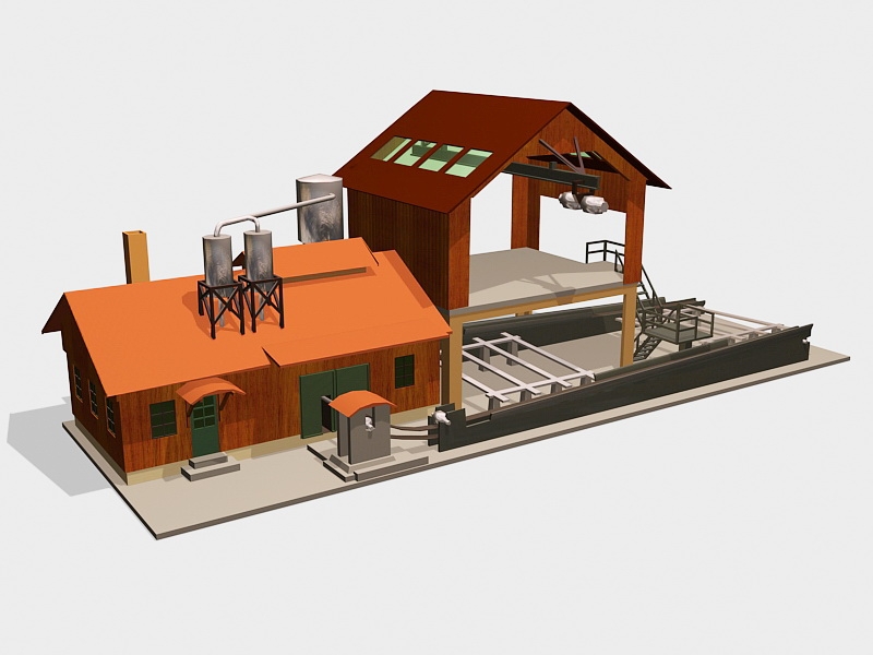 Old Sawmill Building 3d rendering