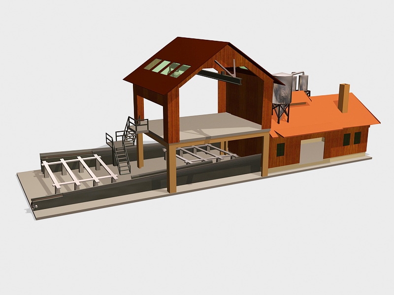 Old Sawmill Building 3d rendering