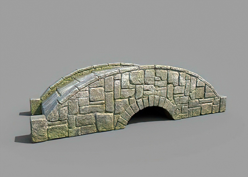 Old Stone Garden Bridge 3d rendering