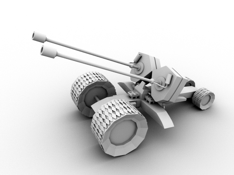 Anti-Aircraft Gun 3d rendering