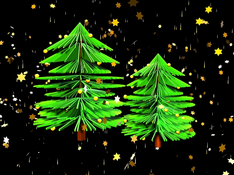 Animated Snow Falling On Christmas Tree 3d rendering
