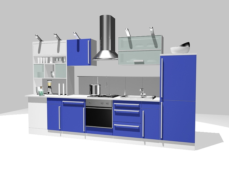 Blue Kitchen Cabinets Ideas 3d rendering