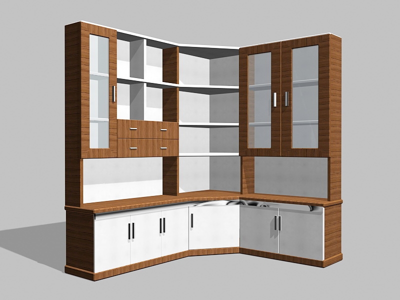 Corner Cupboard 3d rendering