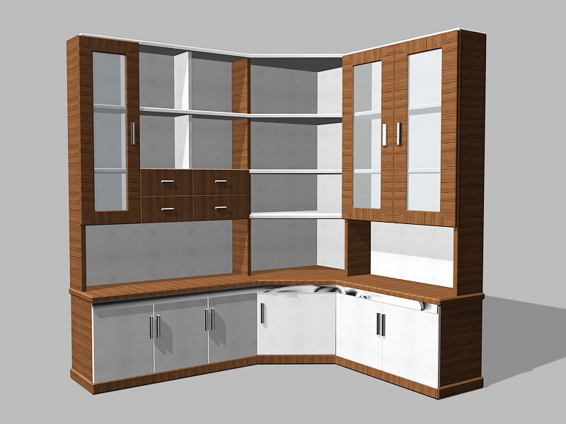 Corner Cupboard 3d rendering
