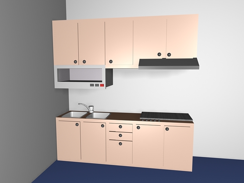 Small Corner Kitchen Designs 3d rendering