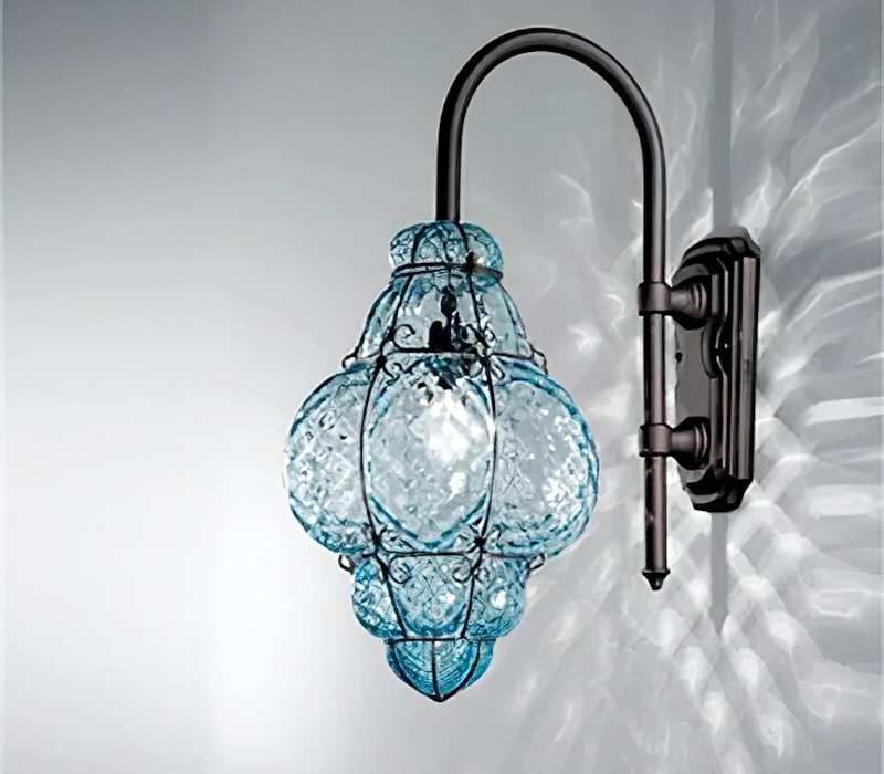 Vintage Blue Glass Wall Sconce 3d rendering