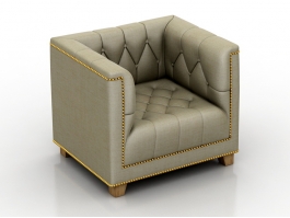 Tufted Leather Club Chair 3d model preview
