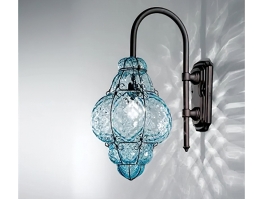 Vintage Blue Glass Wall Sconce 3d model preview