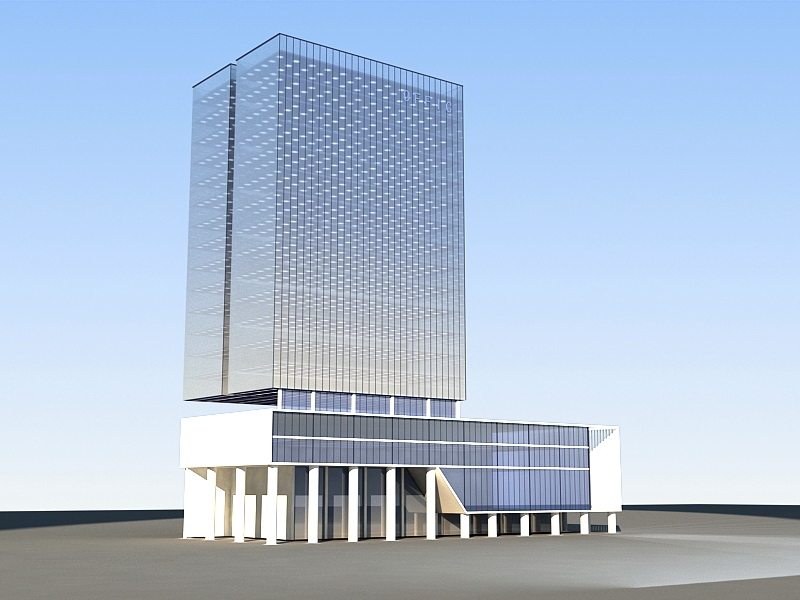 Modern Office Building Exterior 3d rendering
