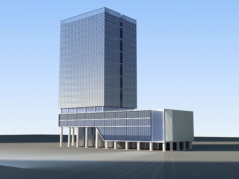 Modern Office Building Exterior 3d rendering