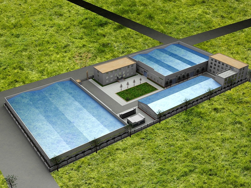 Modern Factory Building Warehouse 3d rendering