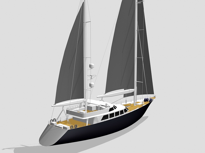Ketch Sailboat 3d rendering