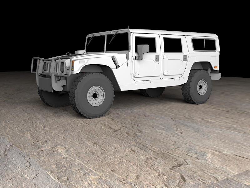 Hummer H1 Military 3d rendering