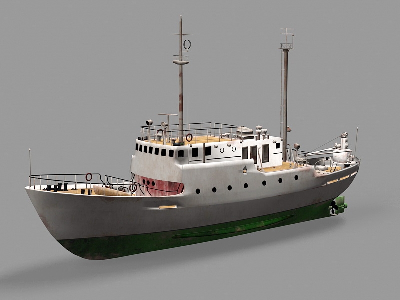 Old Fishing Vessel 3d rendering