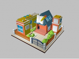 Beautiful House Cartoon 3d model preview