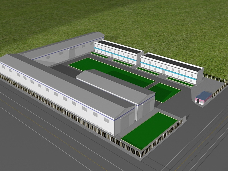 Warehouse and Factory Exterior 3d rendering