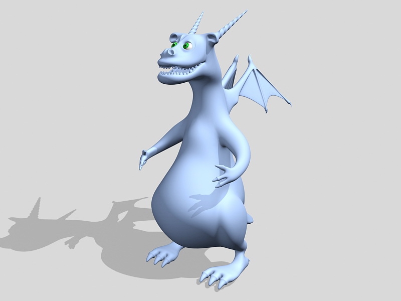 Cute Cartoon Blue Dragon 3d rendering