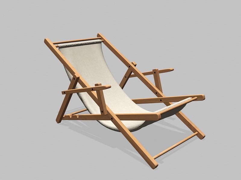 Wooden Deck Chair 3d rendering