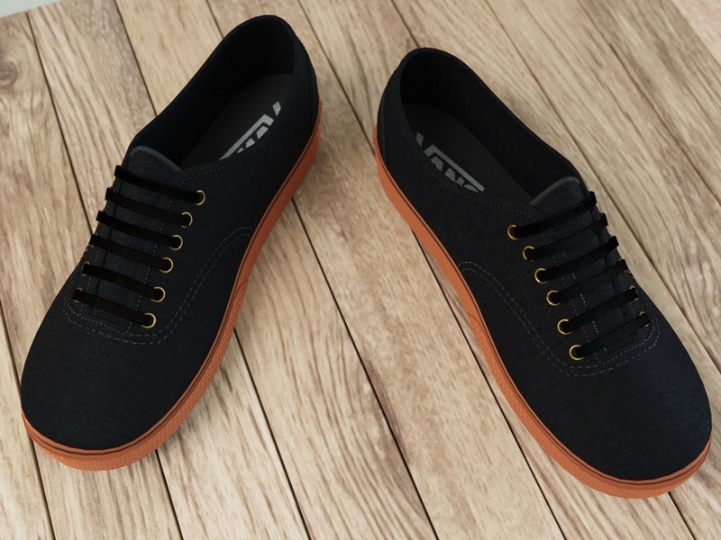 Black Vans Shoes 3d rendering