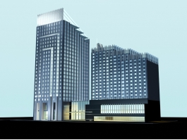 Modern Office Building at Night 3d model preview