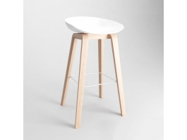 White Wood Bar Stool 3d preview