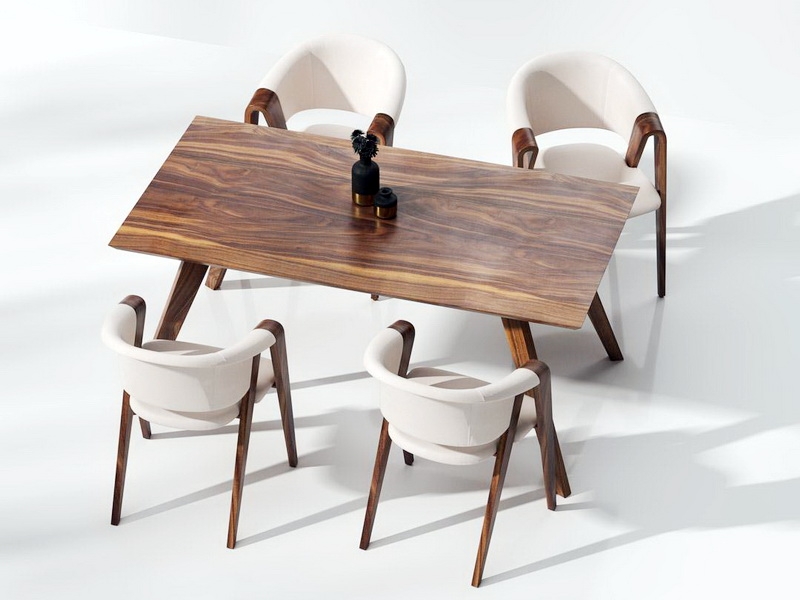 Dining Table and 4 Chairs 3d rendering