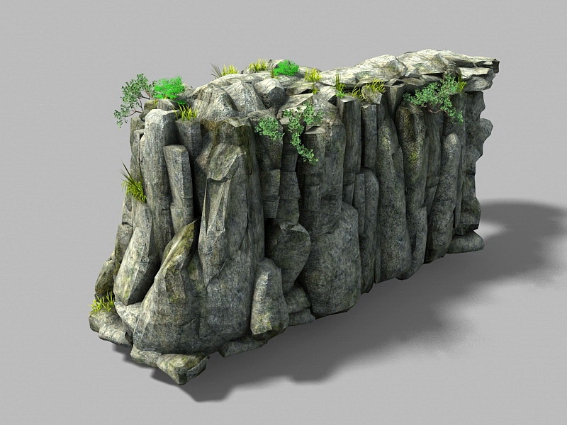 Mountain Rock with Grass 3d rendering