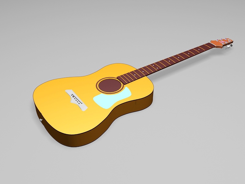 Classic Acoustic Guitar 3d rendering