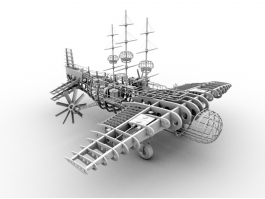 Steampunk Airplane 3d model preview