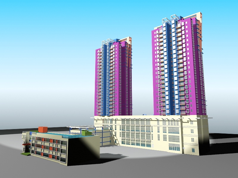 Commercial and Residential Building 3d rendering